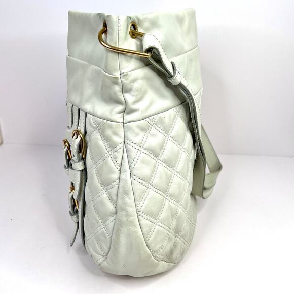 Marc Jacobs Vintage Leather Quilted Shoulder Bag Gold Buckles White 12x14x3 - Picture 10 of 16